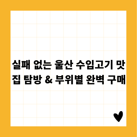 실패 없는 울산 수입고기 맛집 탐방 & 부위별 완벽 구매