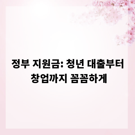 정부 지원금: 청년 대출부터 창업까지 꼼꼼하게