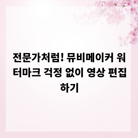 전문가처럼! 뮤비메이커 워터마크 걱정 없이 영상 편집하기