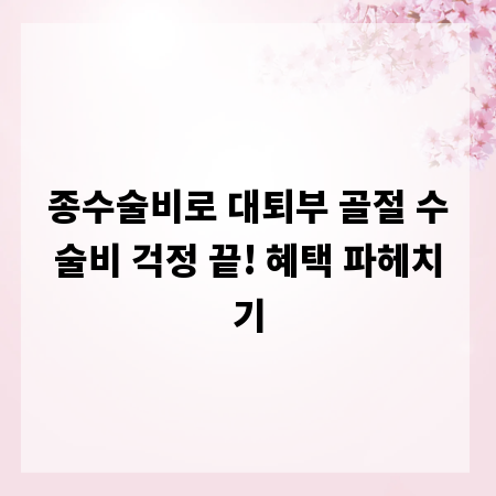 종수술비로 대퇴부 골절 수술비 걱정 끝! 혜택 파헤치기