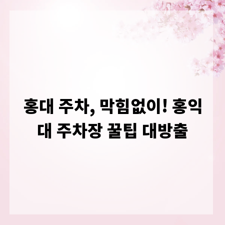 홍대 주차, 막힘없이! 홍익대 주차장 꿀팁 대방출