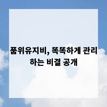품위유지비, 똑똑하게 관리하는 비결 공개