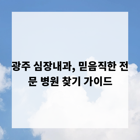 광주 심장내과, 믿음직한 전문 병원 찾기 가이드