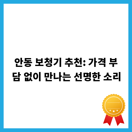 안동 보청기 추천: 가격 부담 없이 만나는 선명한 소리