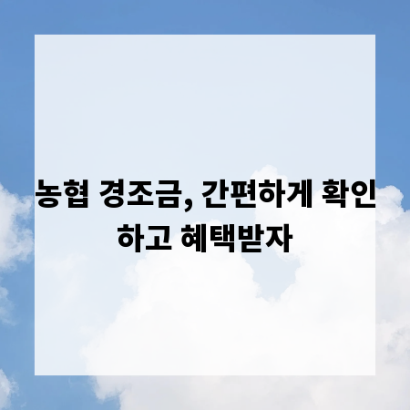 농협 경조금, 간편하게 확인하고 혜택받자