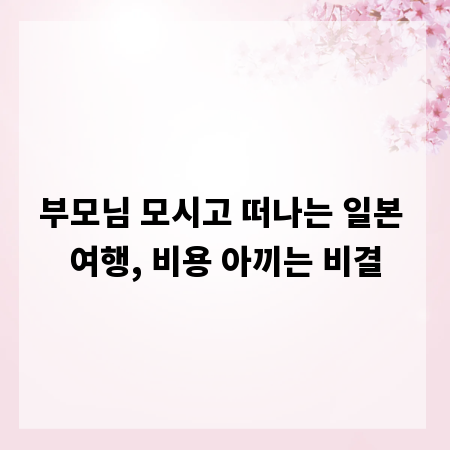 부모님 모시고 떠나는 일본 여행, 비용 아끼는 비결