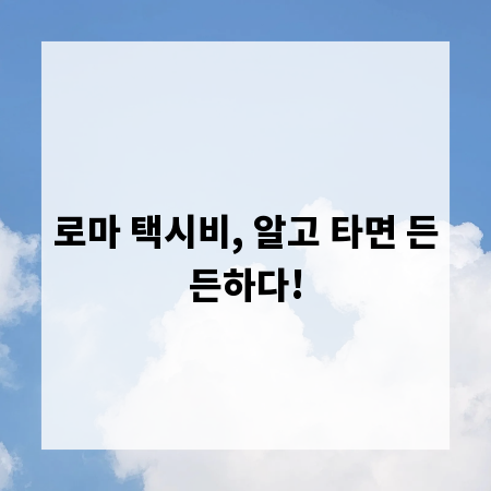 로마 택시비, 알고 타면 든든하다!