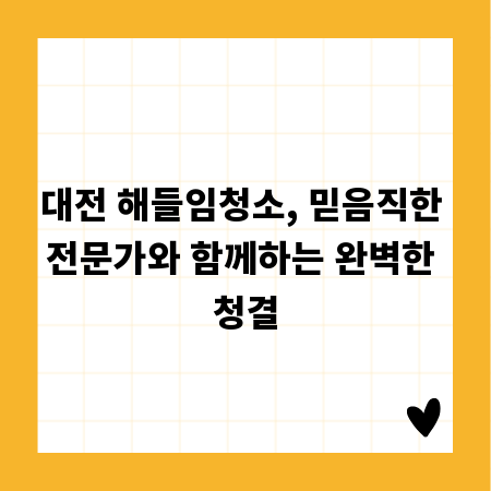 대전 해들임청소, 믿음직한 전문가와 함께하는 완벽한 청결